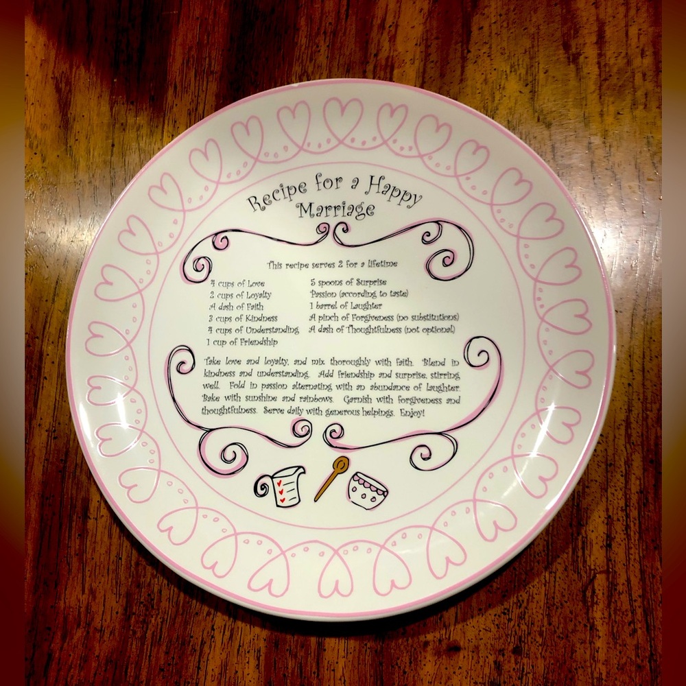 “Recipe for a Happy Marriage”, Decorative Wall Plate